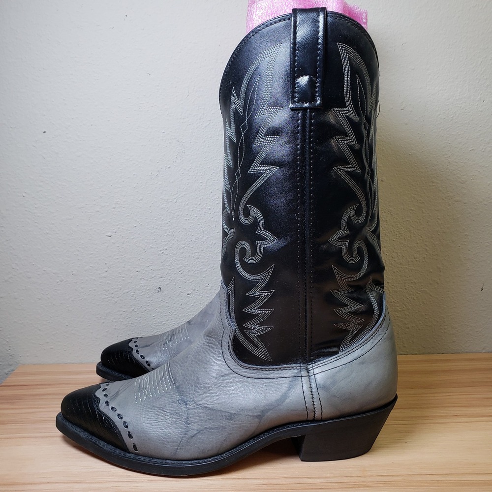 Laredo Men's Size 10.5 Extra Wide‎ Flagstaff Western Boots Black Gray Cowboy